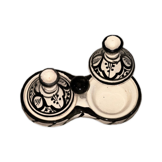 Salt and pepper shakers in the style of Tajine from Morocco